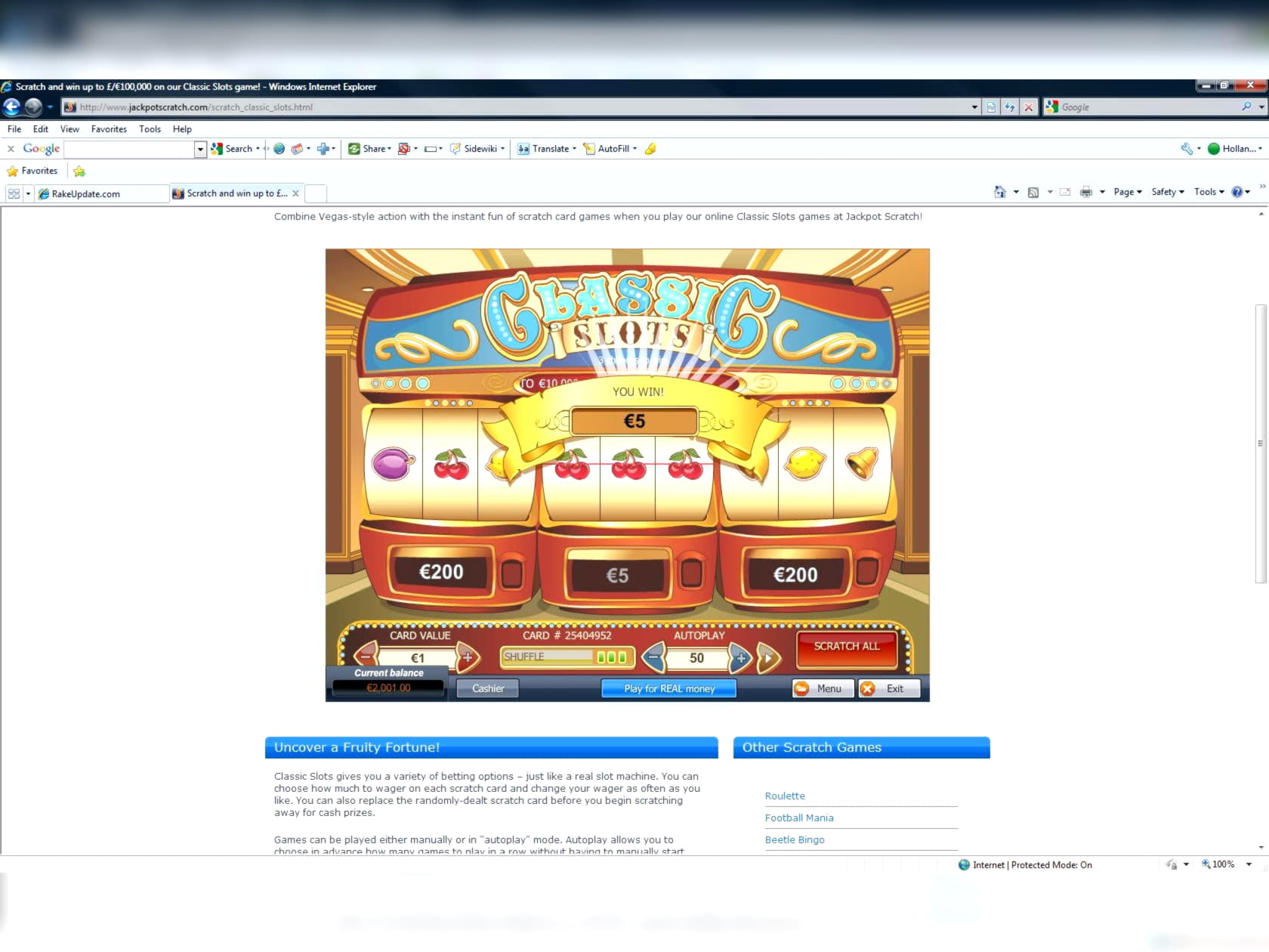 285% Match Bonus at Challenge Casino