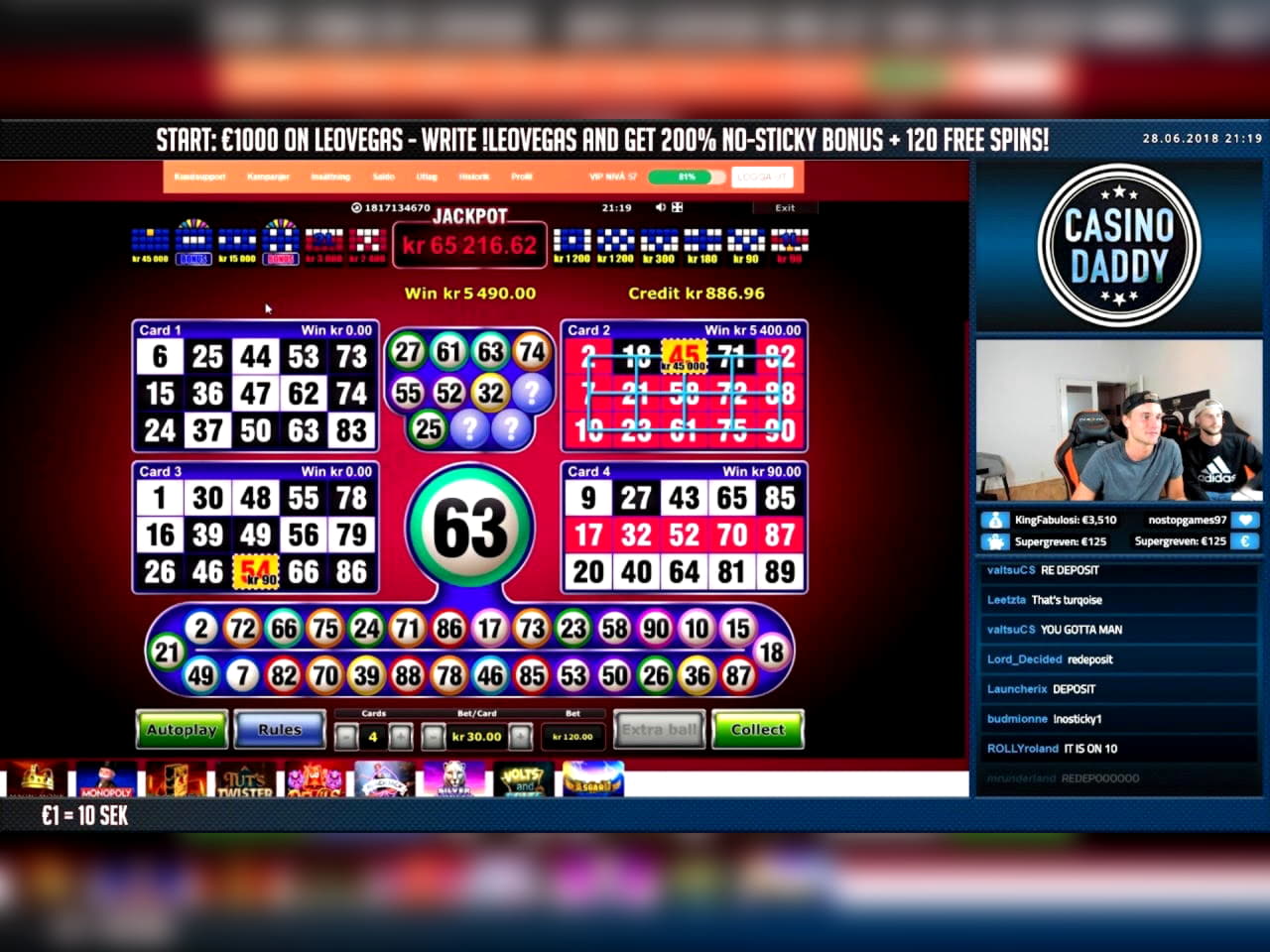 125 free spins casino at Casino Cruise