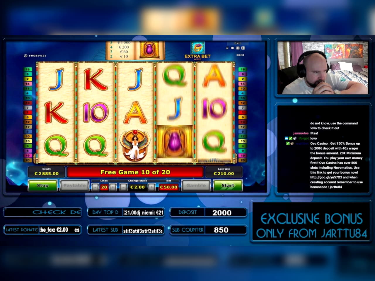 135 Free Spins at bWin Casino