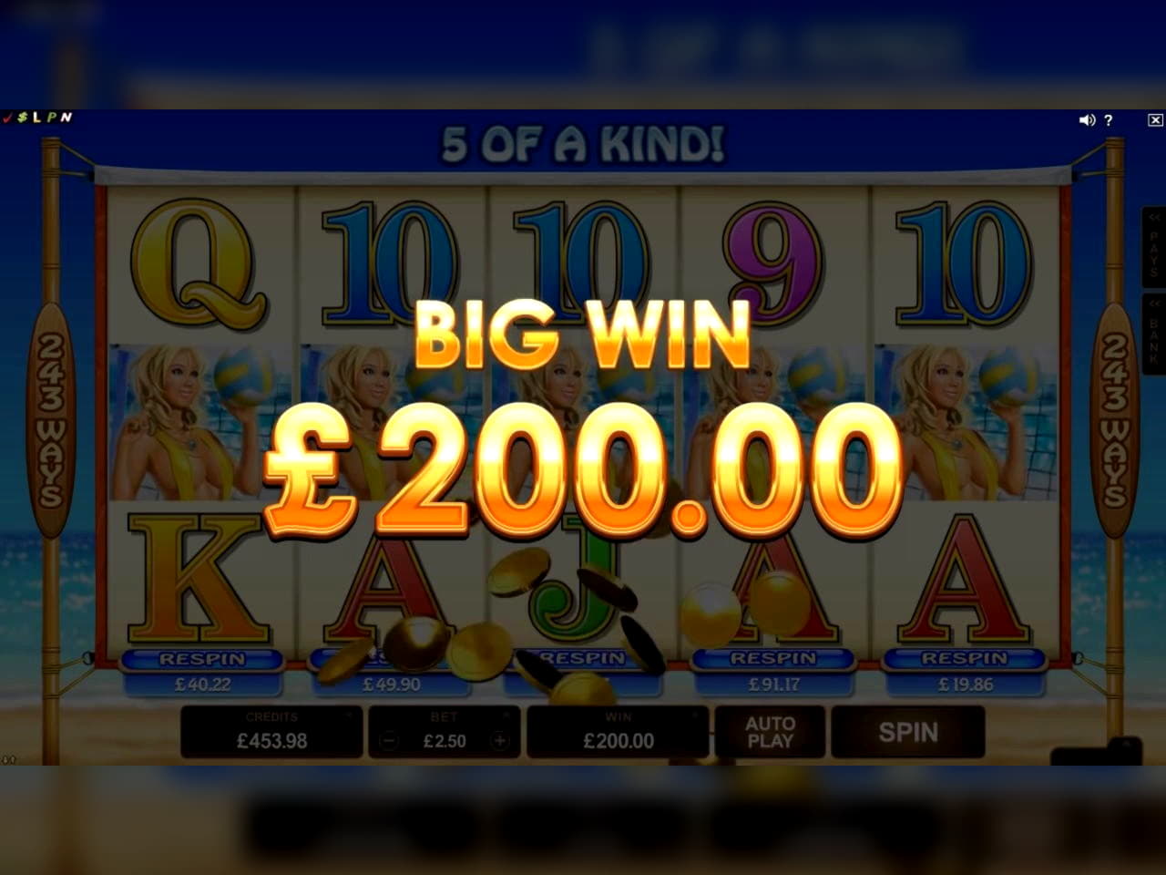 190% Deposit match bonus at Casino Action