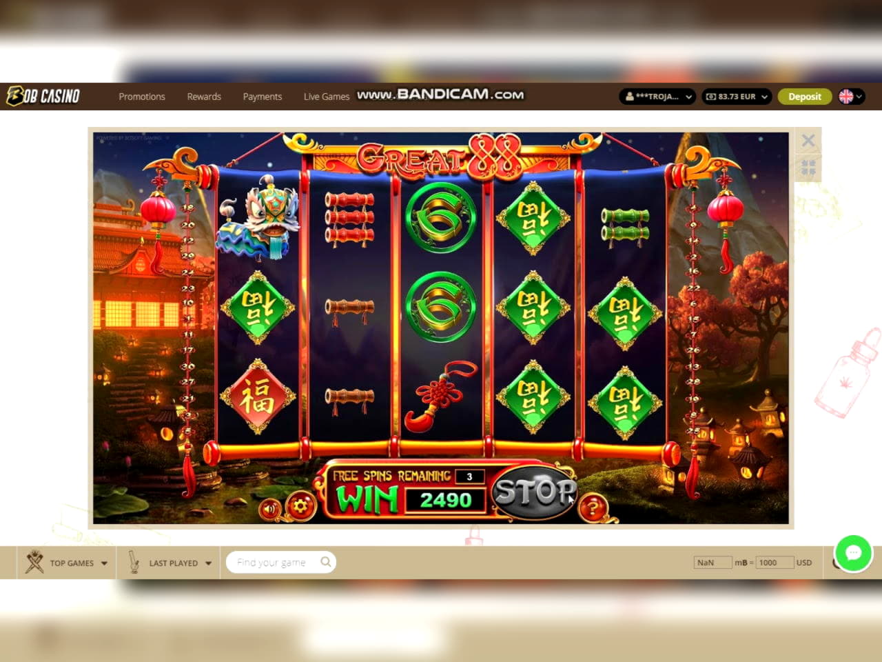 145 free spins casino at Superior Casino