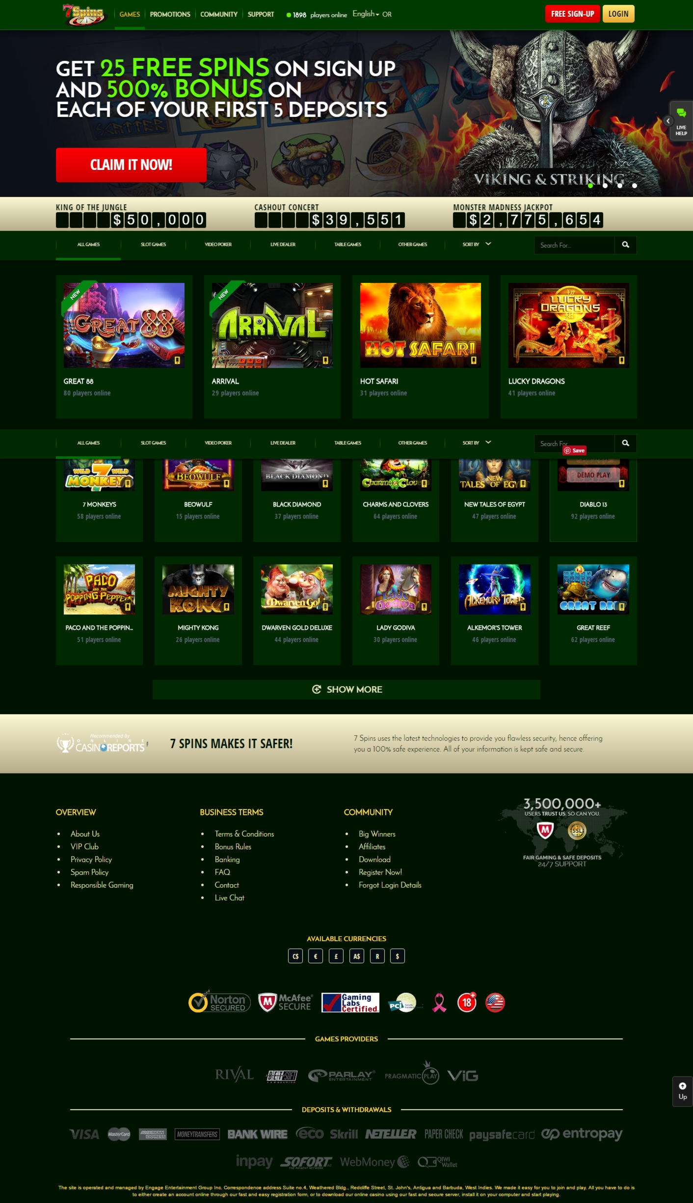 380% Deposit match bonus at Desert Nights Casino
