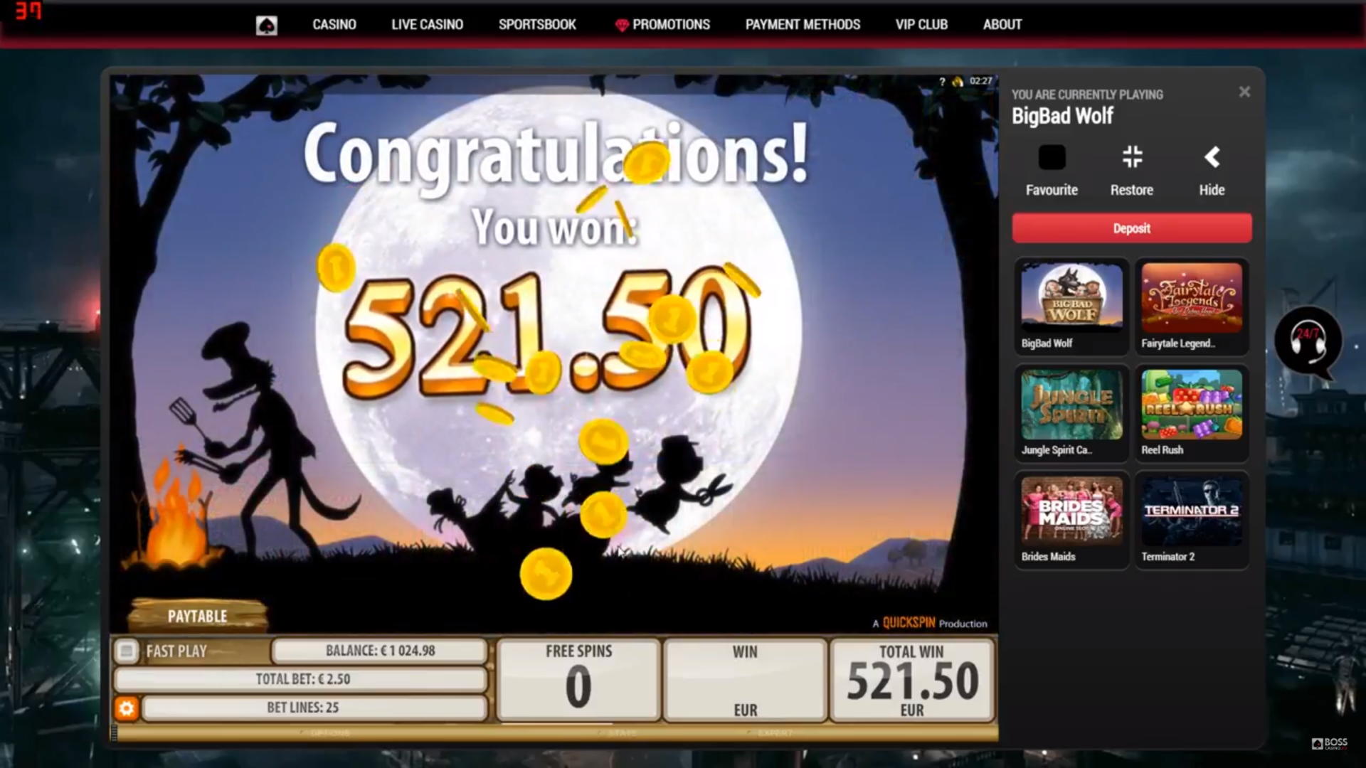EURO 1555 No deposit bonus at Europa Casino