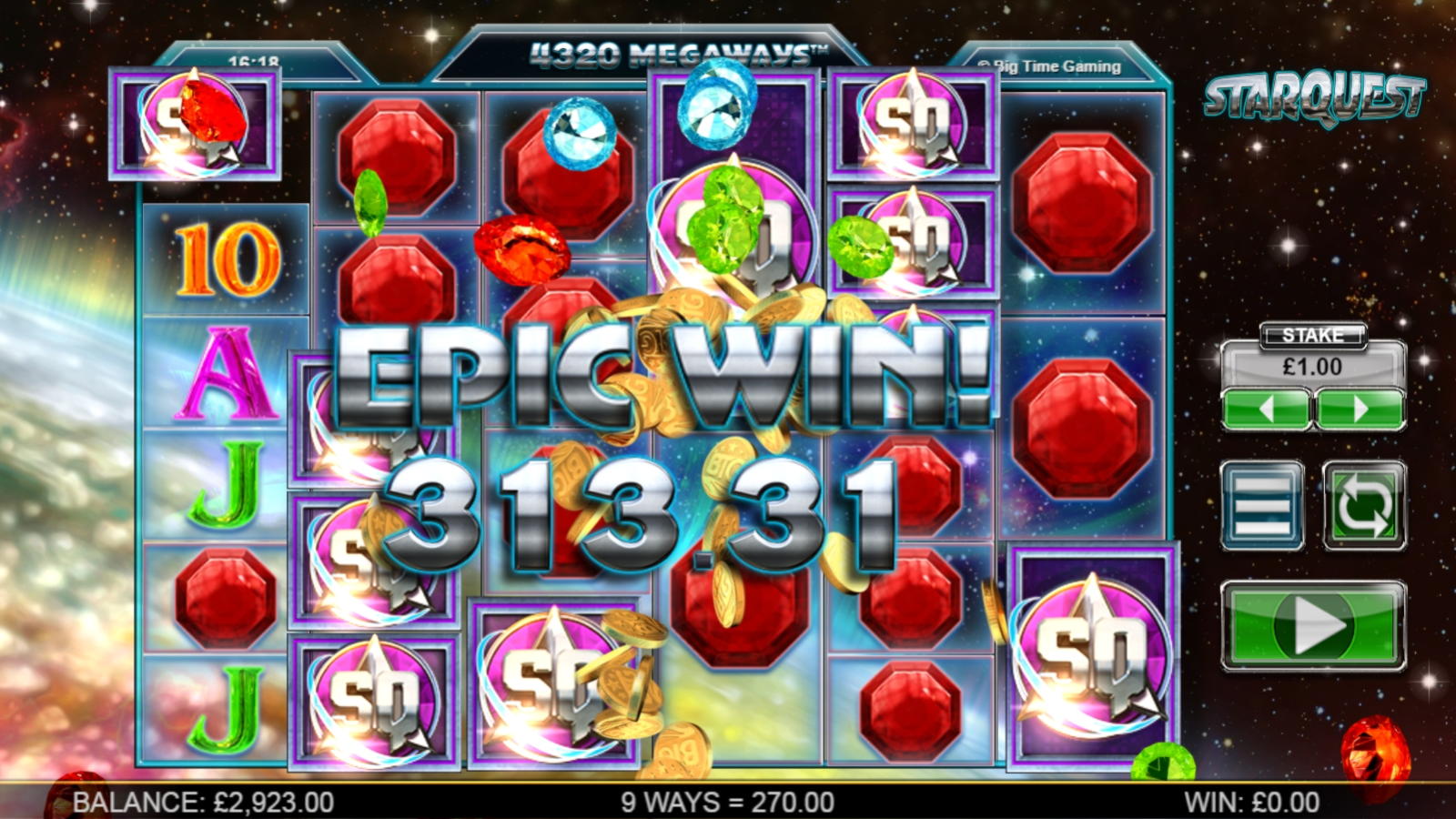 165 free spins at Europa Casino